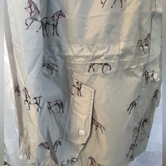 Joules Horse Print Golightly Waterproof Packable Rain  Jacket Gray Women’s 10 - Picture 8 of 15